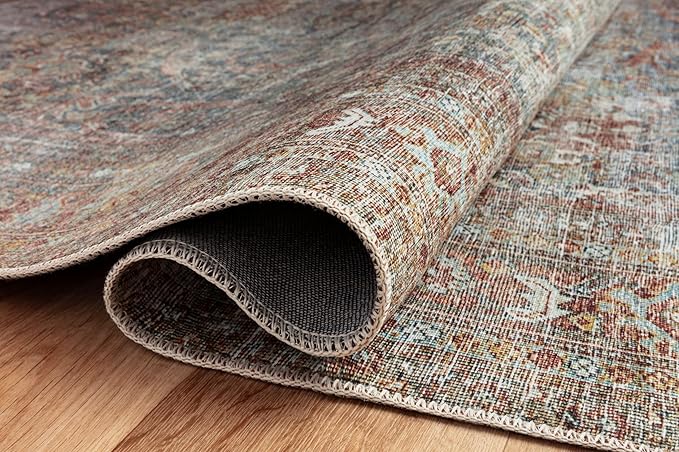 Loloi Chris Loves Julia Jules Collection JUL-05 Lagoon/Brick 3'-6'' x 5'-6'', .13" Pile Height, Accent Rug