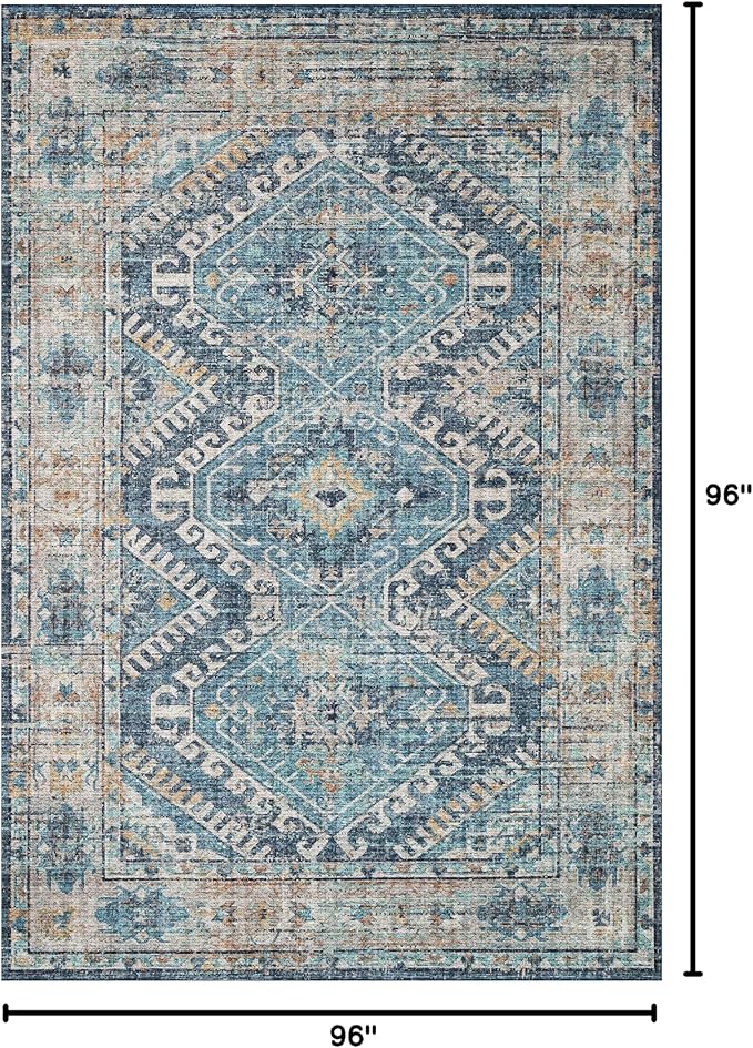 Loloi Skye Collection SKY-03 Denim/Natural 8'-0" x 8'-0" Round Area Rug