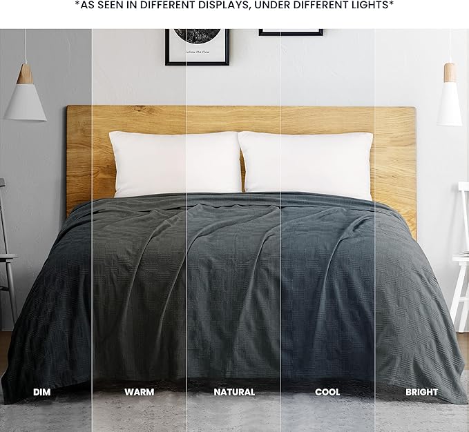 Utopia Bedding Smoke Gray 100% Cotton Blanket [Throw Size - 60x50 Inch] 350GSM Lightweight, Soft and Breathable Thermal Blanket for All Seasons