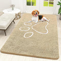 OLANLY Dog Door Mat for Muddy Paws 59x35, Paw Print Design, Absorbs Moisture and Dirt, Absorbent Non-Slip Washable Doormat, Quick Dry Chenille Mud Mat for Dogs, Entry Indoor Entryway Carpet, Beige