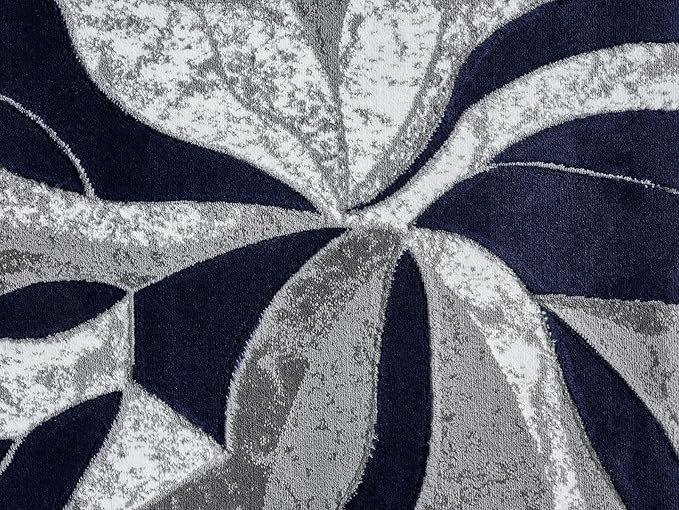 Modern Abstract Area Rug Hand Carved Contemporary Geometric Vibrant Colors Carpet for Living Room Bedroom Design PR1002 (Navy, 8' x 10')