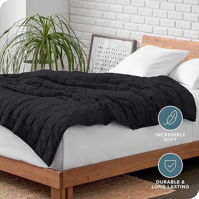 Bare Home Weighted Blanket King Size 30lb (80" x 87") for Adults - All-Natural 100% Cotton - Premium Heavy Blanket Nontoxic Glass Beads (Black, 80"x87")