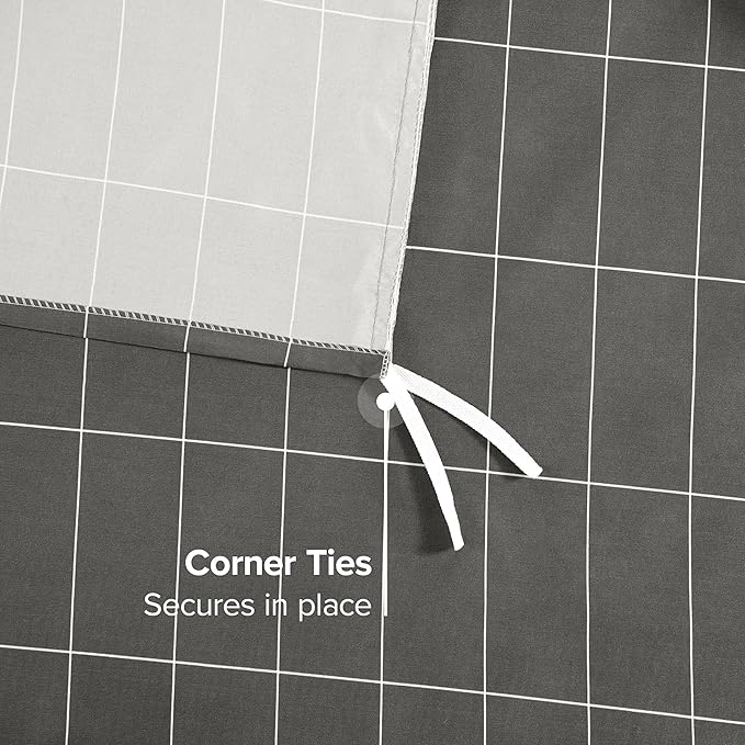 Bare Home Bedding Duvet Cover King Size - Premium 1800 Super Soft Collection - Lightweight, Cooling - Soft Breathable Bedding Duvet Cover (King, Grid - Grey/White)