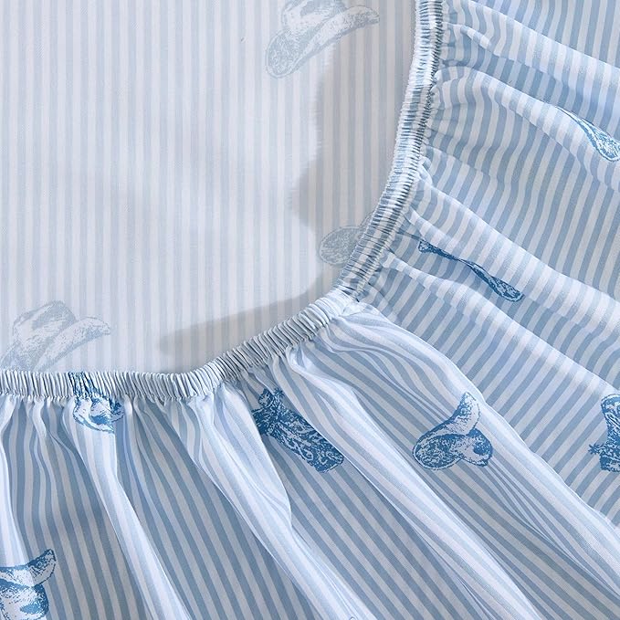 Wrangler - Twin Bed Sheets, Ultra-Soft & Lightweight Bedding with Matching Pillowcase, Lightweight Bed Set for All Season Comfort, Oeko-Tex Certified (Cowboy Pinstripe Blue)