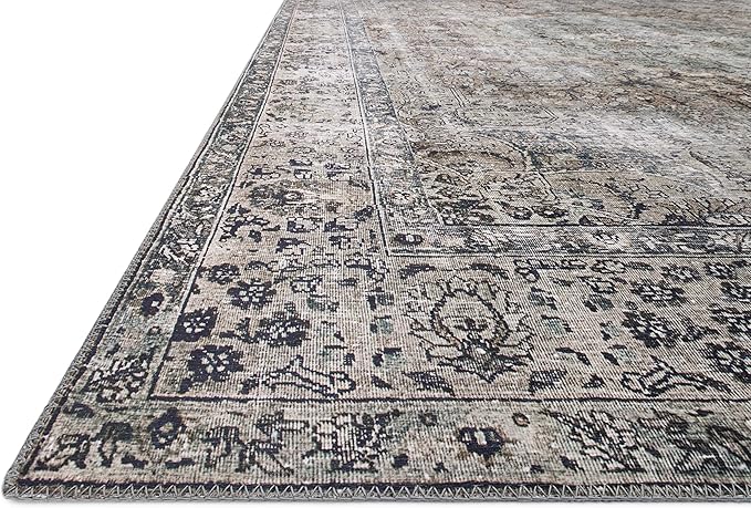Loloi Layla Collection LAY-06 Taupe/Stone 3'-6" x 5'-6" .13" Thick Accent Rug, Soft, Durable, Vintage Inspired, Distressed, Low Pile, Non-Shedding, Easy Clean, Printed, Living Room Rug