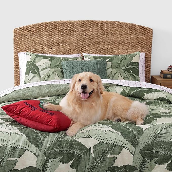 Tommy Bahama - King Size Sheet Set, Crisp & Cool Cotton Percale Bedding with a Smooth Lightweight Feel, 4 Piece Holiday Bed Sheets with Matching Pillowcases (Pineapple Pinstripe Red)