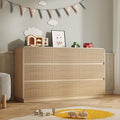 Dresser for Bedroom with 9 Drawers, Fluted Chest of Drawers with Round Curved Corner, Hidden Handles, Modern Wood Storage Organizer for Bedroom, Nursery, Living Room