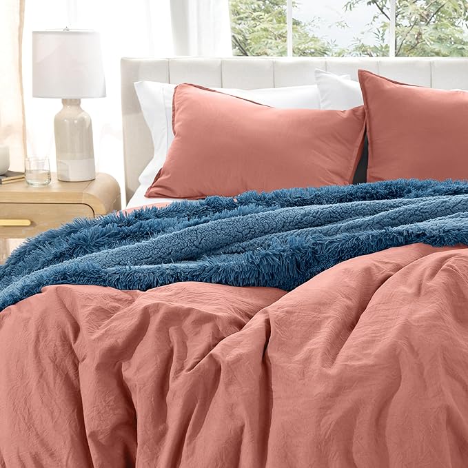Bare Home Microfiber Duvet Cover Set - Ultra Soft Washed Microfiber - Oversized King Size - Linen-Like Look - Easy Care - Breathable Fabric - Our Softest Duvet Cover Set (Oversized King, Dusty Rose)