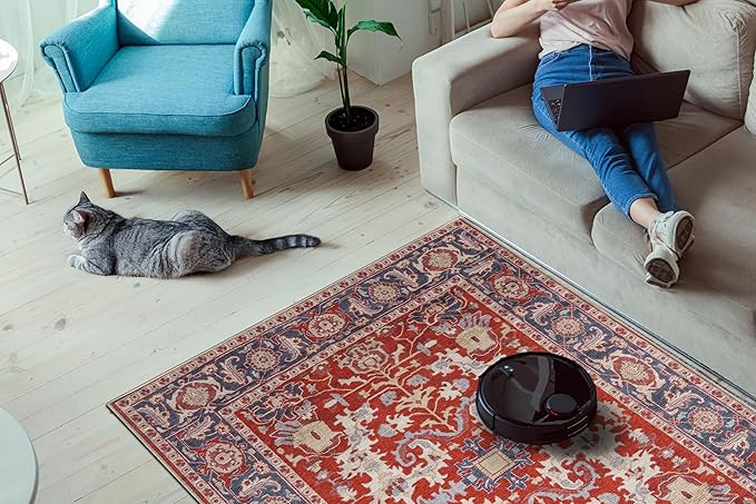 Keen Home Design 10x14 Rug - Machine Washable Area Rug with Non-Slip Backing, Ideal for Living Room, Dining Room, Bedroom - Vintage, Easy Clean, Durable, Low Pile Rug - (9'7" x 14')