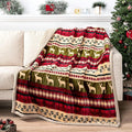 PAVILIA Premium Christmas Blanket Sherpa Fleece Throw Twin| Plush Christmas Decoration, Reindeer, Cozy Reversible Winter Holiday Cabin Blanket for Sofa Couch 60x80