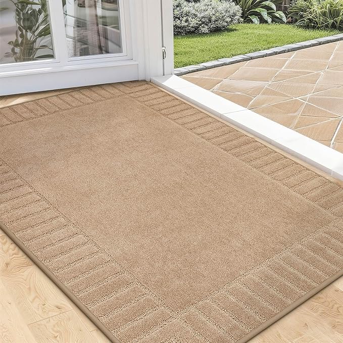 BEQHAUSE Door-Mat Non-Slip Front Doormat Low-Profile Entrance Mats for Front Door Entry Resist Dirt Washable Doormat Absorbent Entryway Door Mat,Taupe,32"x48"