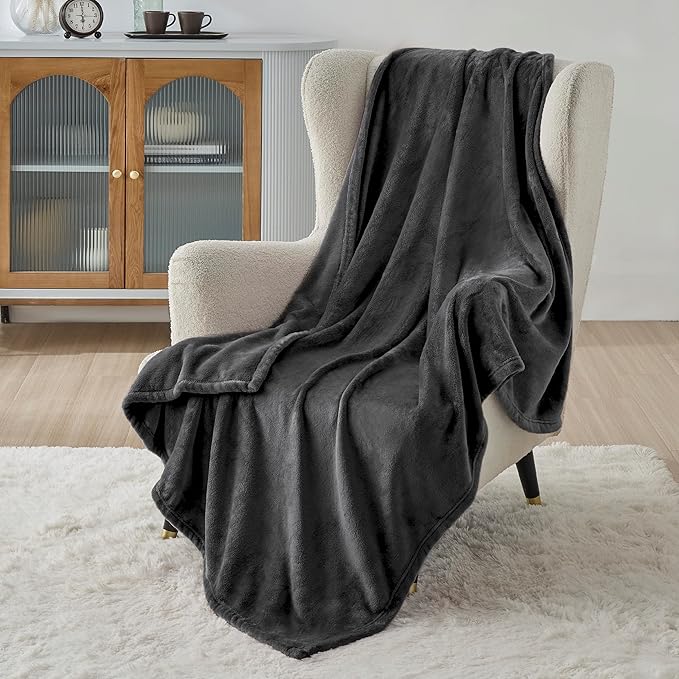 Bedsure Charcoal Fleece Blanket 50x70 Blanket - 300GSM Soft Lightweight Plush Cozy Blankets for Bed, Sofa, Couch, Travel, Camping