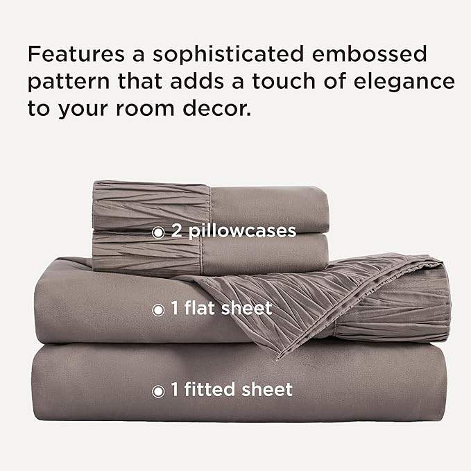 Bedsure Full Size Bed Sheets - 4 Pieces Soft Full Sheet Set - Breathable & Cooling - Hotel Luxury - Easy Care Polyester Microfiber Bedding for Women, Men, Taupe