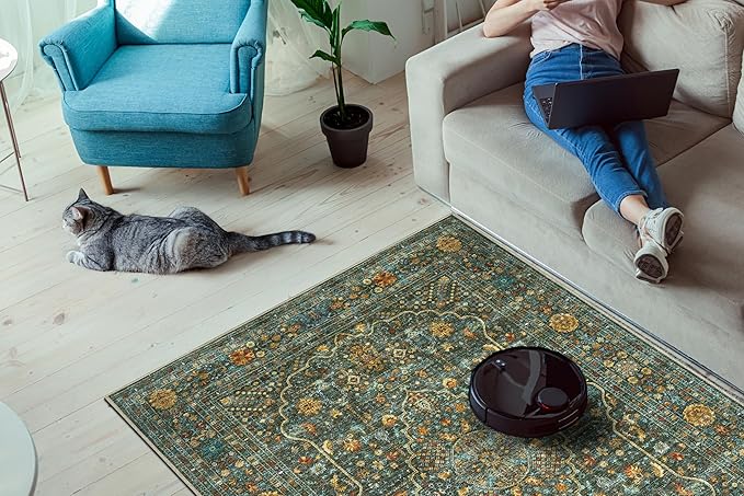 Keen Home Design 2x7 Rug - Machine Washable Runner Rug with Non-Slip Backing, Ideal for Hallway, Entryway, Kitchen, Laundry Room - Vintage, Easy Clean, Durable, Low Pile Rug - (2'6" x 7')