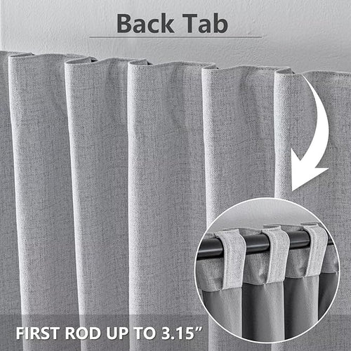 100% Blackout Curtains for Living Room, 108 Inch Curtains 2 Panel Set Light Blocking, Back Tab & Rod Pocket Thermal Insulated Drapes Bedroom Windows Home Decr(52W × 108L inch, Greyish White)