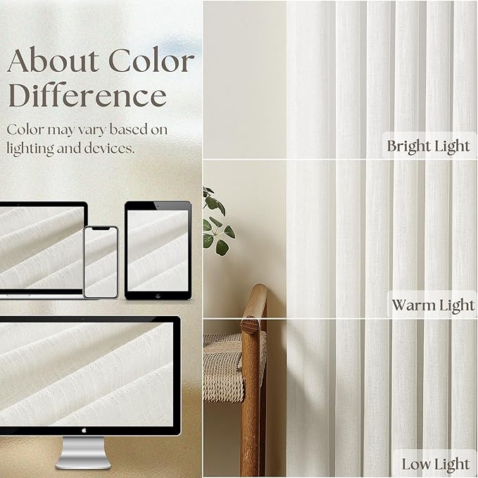 Beige White Linen Pleated Curtains 30 Inch Length Light Filtering Semi Sheer Mini Curtains Cafe Small Window Basement Bathroom Boho Farmhouse Pinch Pleat Short Semi Sheer Kitchen Drapes Camper RV