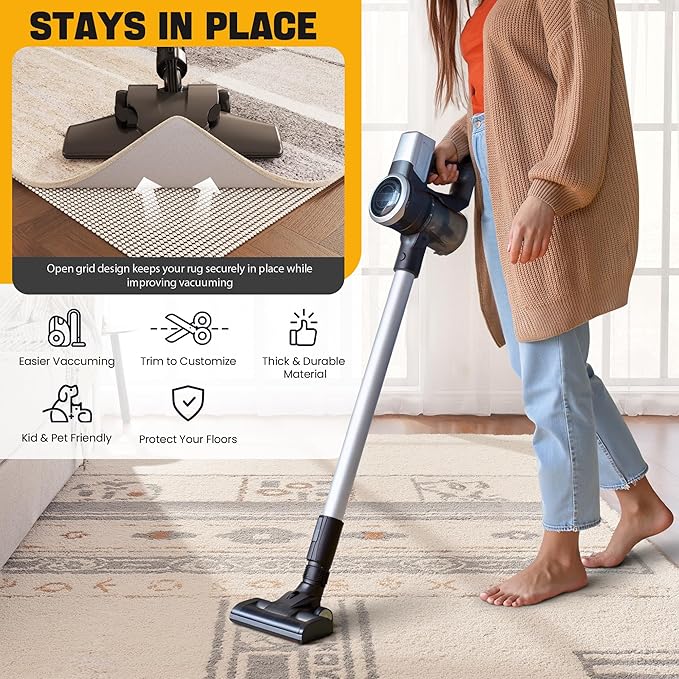 Non-Slip Rug Pad Gripper 2x10 Feet, Anti Skid Mat for Kitchen Hallway Runner Rug, Keep Rugs in Position and Safe, Thick Cushioned Carpet Pad for Hardwood Floors Protection