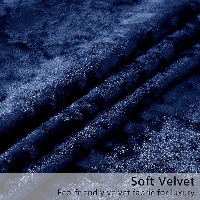 SMILETIME Navy Blue Crushed Velvet Curtains 52x84inch Rod Pocket Luxurious Thermal Insulated Soundproof Drapes Soft and Durable Light-Filtering Window Treatments for Living Room Bedroom, 2 Panels