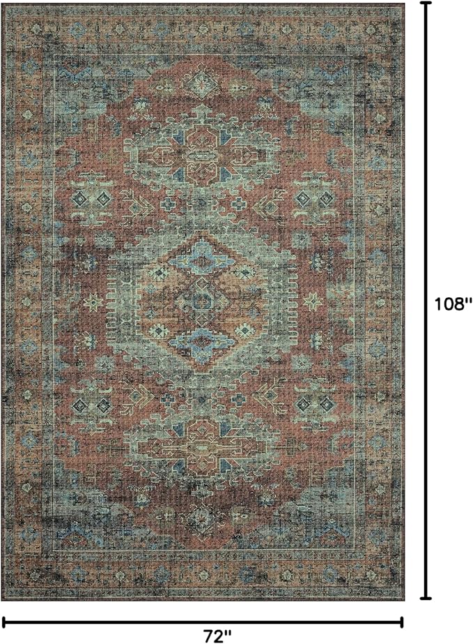 Loloi Skye Collection SKY-07 Terracotta/Sky 6'-0" x 9'-0" Area Rug