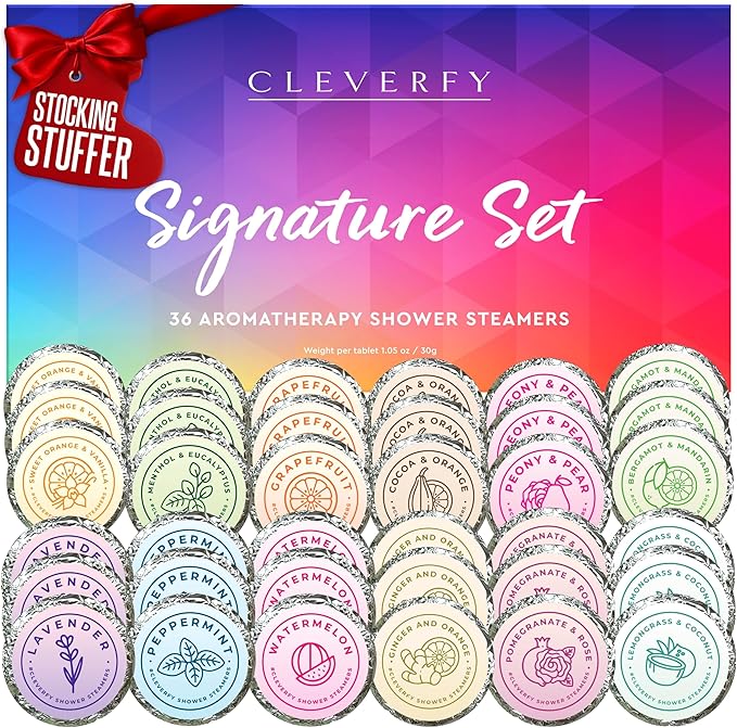 Cleverfy Shower Steamers Aromatherapy – Stocking Stuffers for Teen Girls, Women and Wife – Christmas Gifts for Teens and Women – White Elephant Gifts for Adults – 36 Tablets