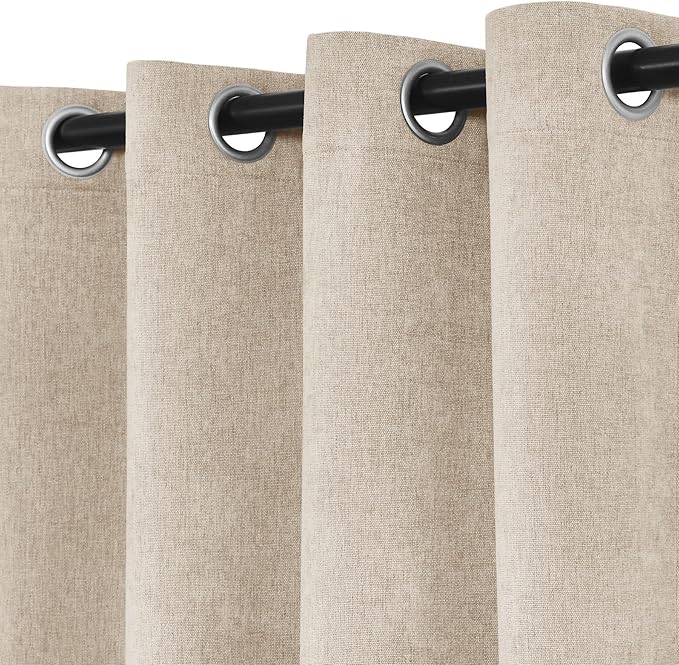 Macochico 120" Wx84 L 100% Blackout Chenille Curtains for Sliding Door Living Room Bedroom, Luxury Drapery for Hotel Home Theater, Taupe Thermal Window Treatments with Tieback, Grommet, 1 Panel