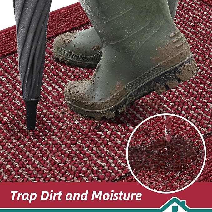 BEQHAUSE Indoor Door Mat 32" x 48", Dirt Trapper Door Mats Non-Slip Entryway Rugs Washable, Resist Dirt Absorbent Welcome Mat, Low Profile Floor Mats for Front Back Door and Entryway, Red