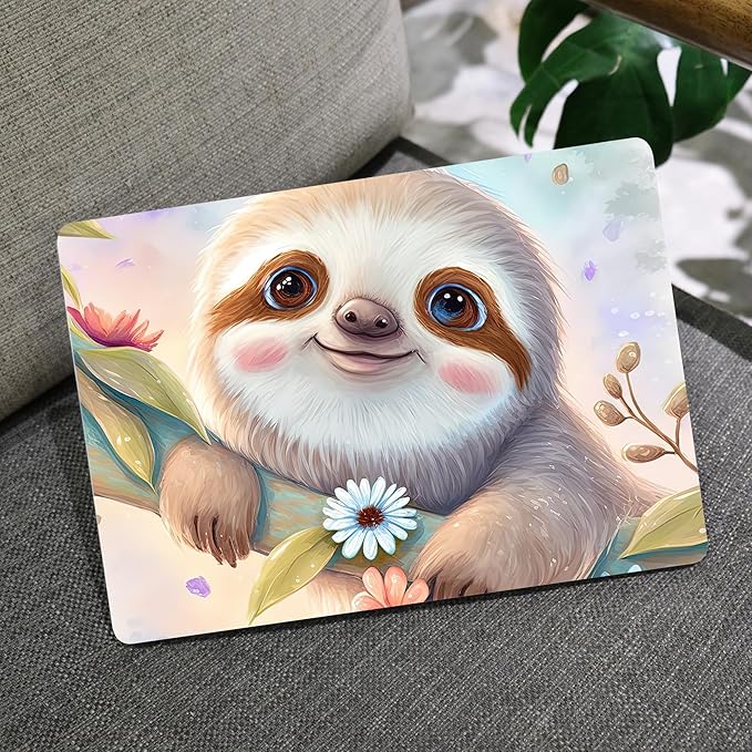 MEEgoodo for MacBook Air 13 inch Case 2021 2020 2019 2018 Released A2337 M1 A2179 A1932 with Touch ID, Plastic Hard Shell & Keyboard Cover Compatible with MacBook Air Case 13.3, Smiling Sloth