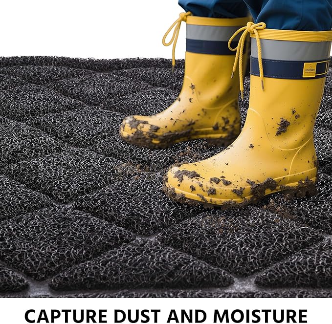 Front Door Mat Indoor Outdoor Entrance, 24" x 48" All-Season Heavy Duty Waterproof Doormat, Non-Slip Absorbent Entryway Mat, Easy to Clean, Low Profile Commercial Floor Mat for Indoor Outdoor