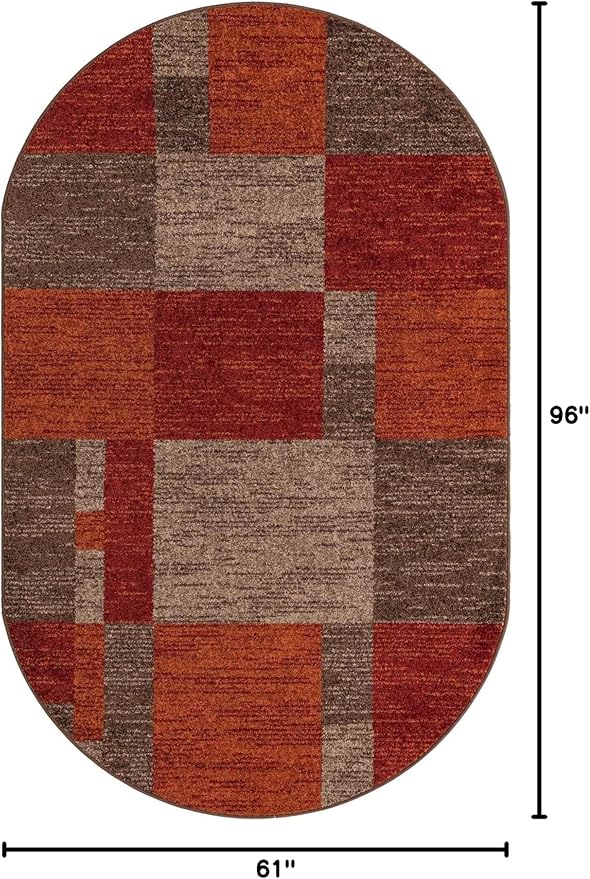 Unique Loom Autumn Collection Area Rug - Providence (5' 1" x 8' Oval, Multi/ Beige)