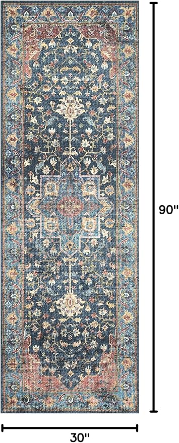 Loloi II Skye Collection SKY-08 Denim/Brick 2'-6" x 7'-6" Runner Rug