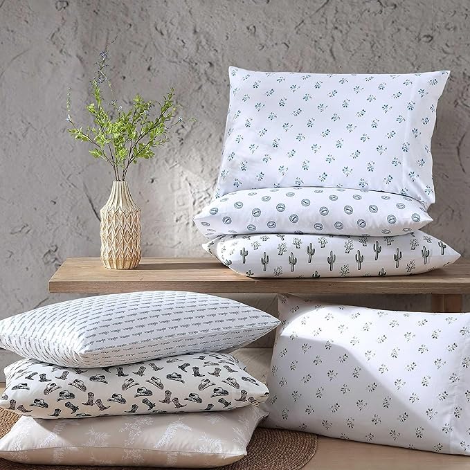 Wrangler - Queen Sheet Set, Soft & Wrinkle Resistant Bed Sheets, Lightweight for Year Round Comfort, 4 Piece Bed Set with Matching Pillowcases & Fitted Sheet (Cacti Green)