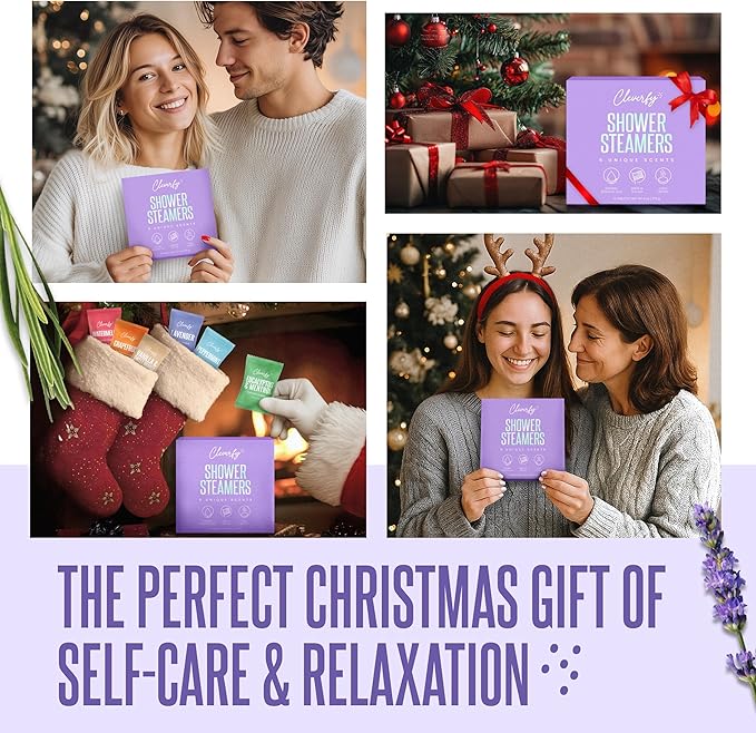 Cleverfy Shower Steamers Aromatherapy – Stocking Stuffers for Teen Girls, Women and Wife – Christmas Gifts for Teens and Women – White Elephant Gifts for Adults – 6 Tablets