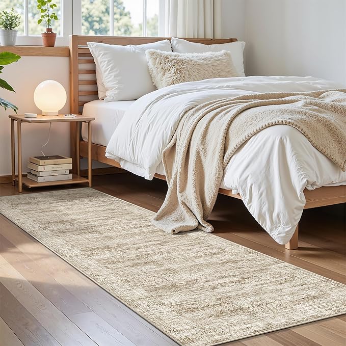 Runner Rug 2'x8' Washable Non-Slip Runner Rugs for Kitchen Bathroom Laundry Room Brown Vintage Floor Carpet Runners for Hallway Entryway