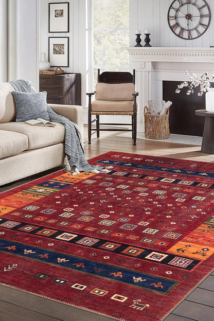 Keen Home Design 6x9 Rug - Machine Washable Area Rug with Non-Slip Backing, Ideal for Living Room, Dining Room, Bedroom - Vintage, Easy Clean, Durable, Low Pile Rug - (6' x 9')