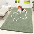 OLANLY Dog Door Mat for Muddy Paws 59x35, Paw Print Design, Absorbs Moisture and Dirt, Non-Slip Washable Doormat, Quick Dry Chenille Mud Mat for Dogs, Entry Indoor Entryway Carpet, Sage Green