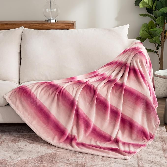 Berkshire Blanket-Classic Heavyweight Soft Printed VelvetLoft® Plush Throw Blanket, Cozy and Fuzzy, Purple Pitch, 50in x 70in