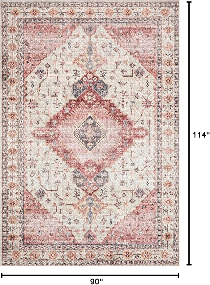 Loloi II Skye Collection SKY-02 Ivory/Berry 7'-6" x 9'-6" Area Rug