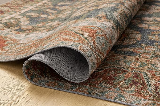 Loloi Chris Loves Julia Jules Collection JUL-10 Ocean/Spice 2'-3" x 3'-9", .13" Pile Height, Area Rug