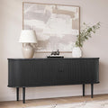 WERMO 71’’ Black Sideboard Cabinet with Doors and Shelves - Black Cabinet for Living Room, Bedroom, Entryway and Office Credenza. Kitchen Buffet, Modern Media Console Table with Storage (Black Oak)