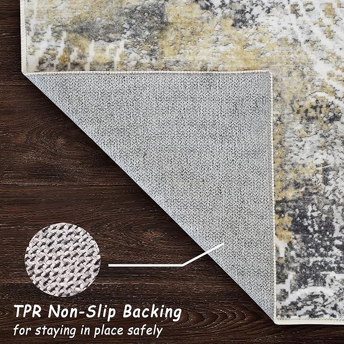 Runner Rug 2'x7' Abstract Washable Non-Slip Runners for Hallways Kitchen Entryway Laundry Room Modern Carpet Hallway Runner Mustard