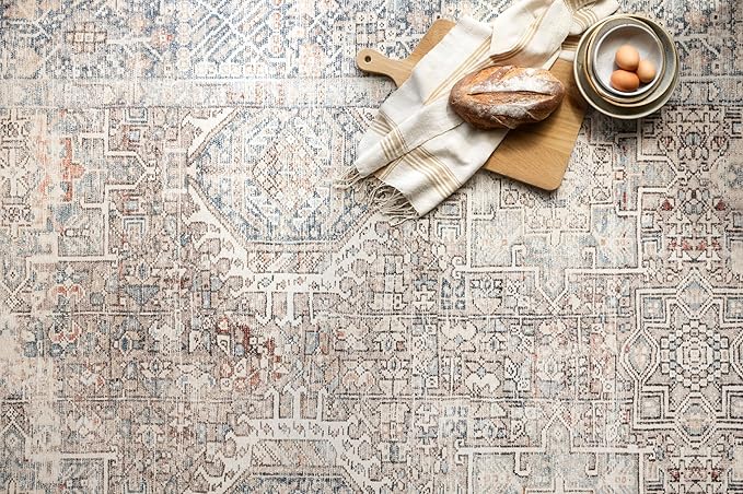 Loloi Chris Loves Julia Jules Collection JUL-07 Natural/Ocean 2'-6'' x 12'-0'', .13" Pile Height, Runner Rug