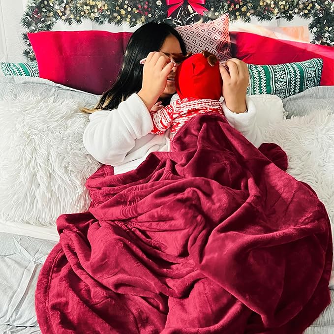 Bedsure GentleSoft Fleece Throw Blanket Red - 300GSM Christmas Blankets for Couch, Sofa, Bed, Soft Lightweight Plush Cozy Throws for Toddlers, 50x60 inches