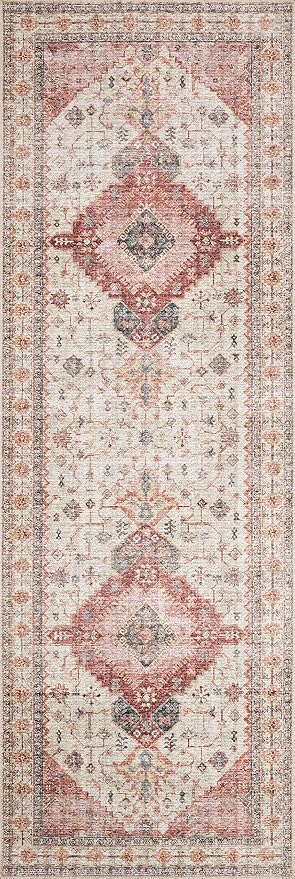 Loloi Skye Collection SKY-02 Ivory/Berry 2'-6" x 10'-0" Runner Rug