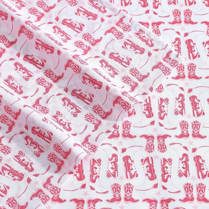 Wrangler - Twin Bed Sheets, Ultra-Soft & Lightweight Bedding with Matching Pillowcase, Lightweight Bed Set for All Season Comfort, Oeko-Tex Certified (Knockin Boots Pink)
