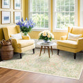 Beige Green 4x6 Washable Area Rug for Living Room, Large Entryway, Nursery, Bedroom, Kitchen, Ultra Soft Non Slip Stain Resistance, Floral Distressed Aethestic Design