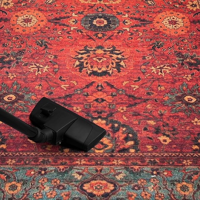 Keen Home Design 4x6 Rug - Machine Washable Area Rug with Non-Slip Backing, Ideal for Living Room, Dining Room, Bedroom - Vintage, Easy Clean, Durable, Low Pile Rug - (4' x 6')