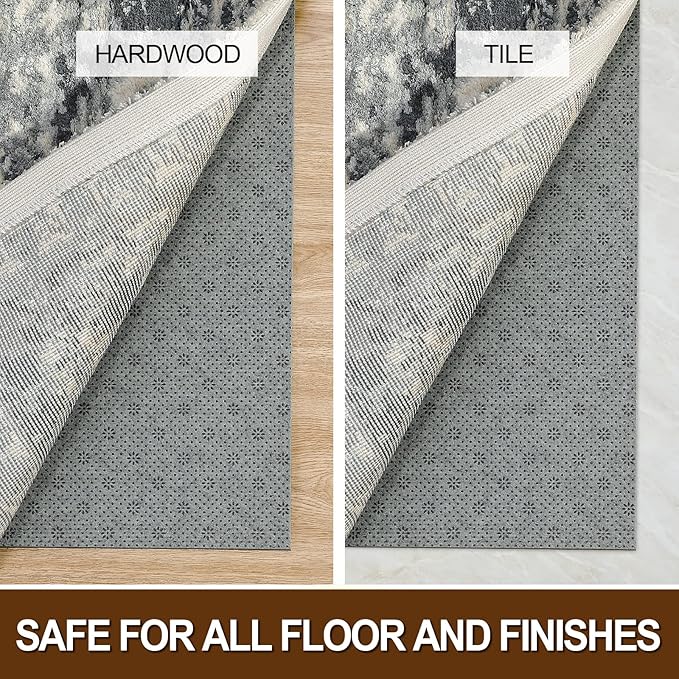 LINLA Dual Surface Felt+Rubber Non-Slip Rug Pad, 3'x5', 1/4" Thick, Strong Grip Cushioning Support Pad, Double-Side Anti-Skid, Safe for All Floor and Finishes, Extra Comfort