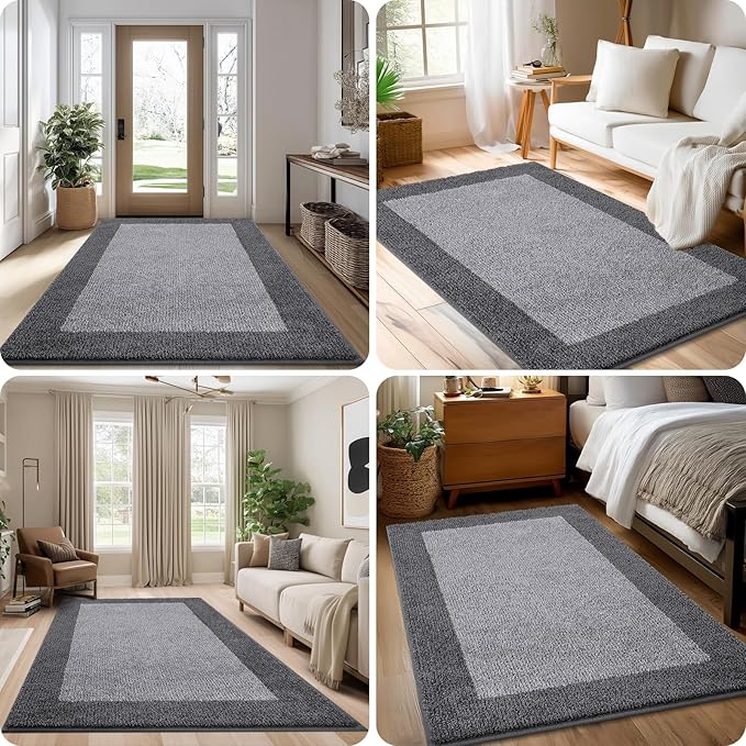 Washable Area Rug 48" x 72", Non Slip Kitchen Rug for Floor, Absorbent Entrance Runner Rug for Bedroom, Living Room, (Roll Packing)