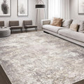 Area Rug Living Room Rugs - 10x12 Washable Large Soft Indoor Neutral Modern Abstract Low Pile Rug Carpet for Bedroom Dining Room Farmhouse Home Office - Brown