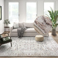 jinchan Lima 6x9 Area Rug for Living Room Washable Soft Throw Rug Ultra-Thin Stain Resistant Non-Slip Distressed Vintage Floral Large Carpet for Bedroom, Dining Room Home Office Nursery (6x9ft, Taupe)
